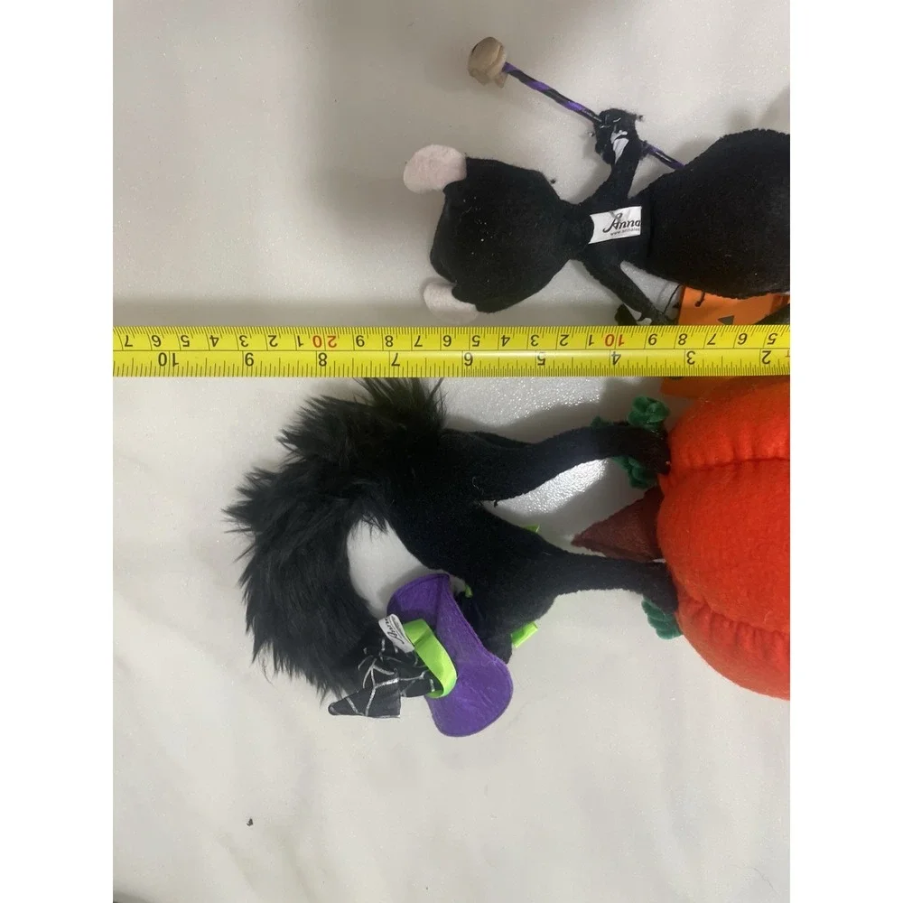 Annalee Halloween Dolls Skeleton Scardy Cat On Pumpkin Skulls Lot‎ Of Two